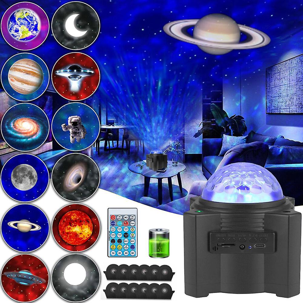 Led Star Cloud Ocean Projector Light Projection Lamp Night Light Bt Music Speaker With 7 Lighting Modes/15 Cloud Colors/15 Patterns Remote Controller