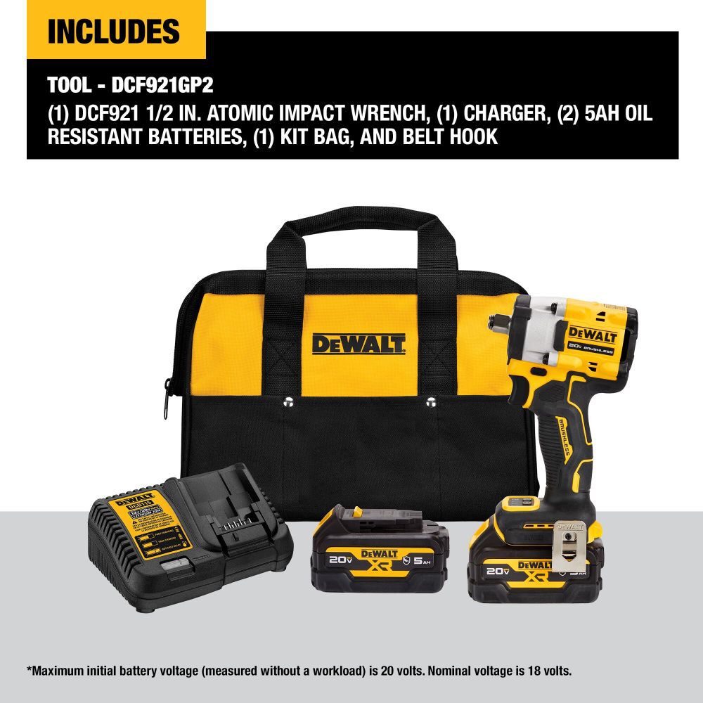 DEWALT Atomic 20V Max 1/2 In. Cordless Compact Impact Wrench With DCF921GP2 from DEWALT