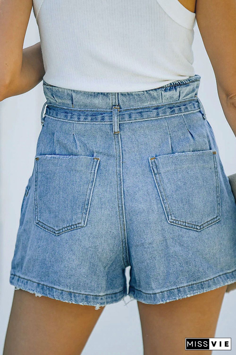 Denim Elastic Waist Pocket Jeans Short Wholesale