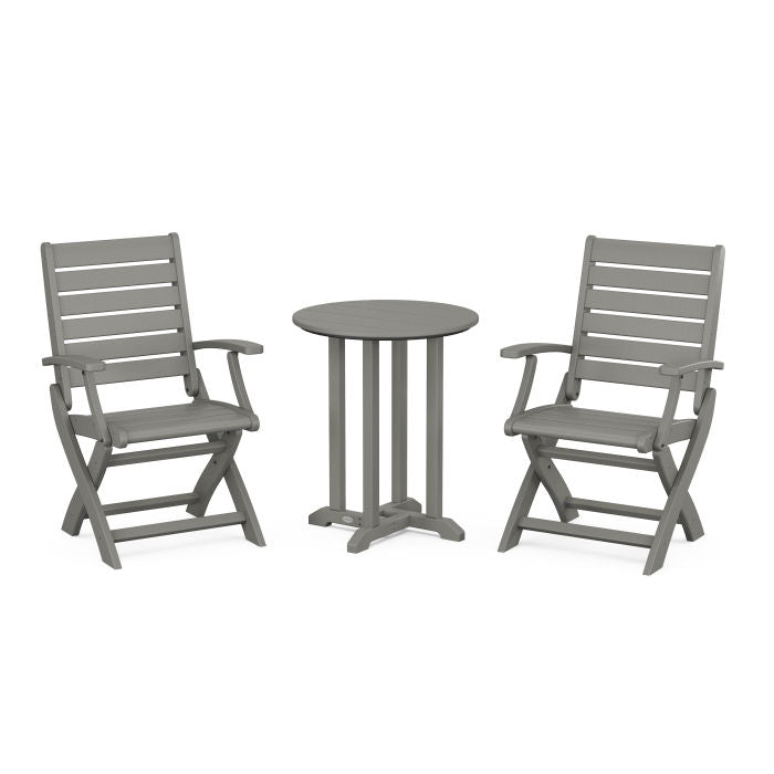 Polywood Signature Folding Chair 3-Piece Round Farmhouse Dining Set PWS1313-1