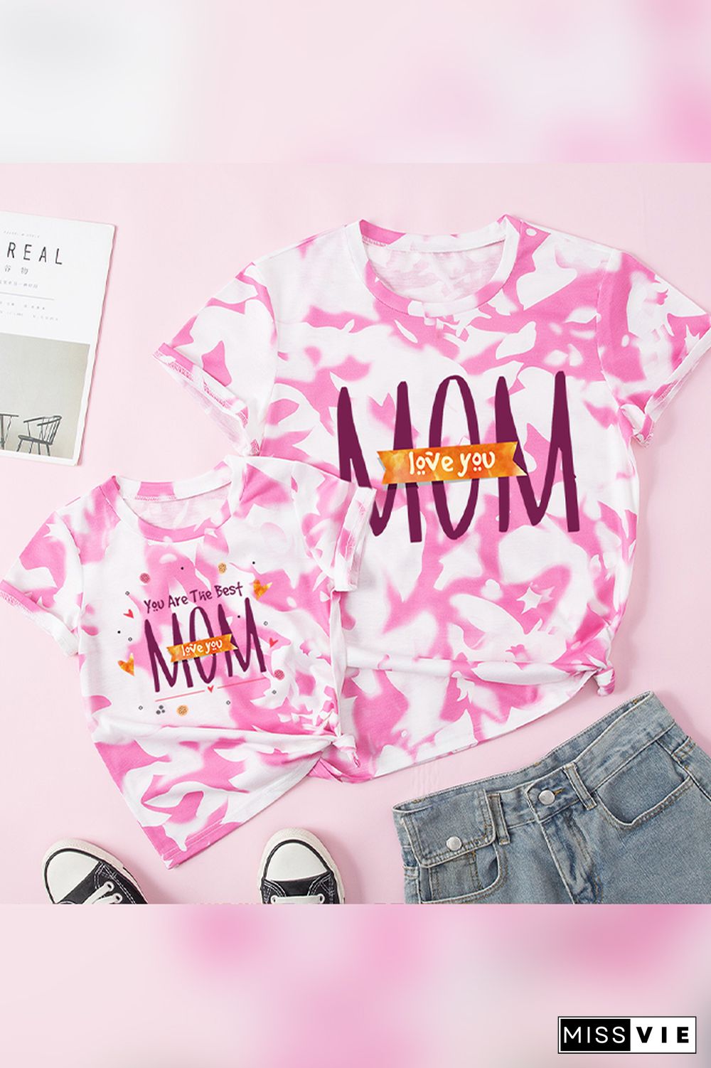 Family Matching Mother's Day MOM Print Short Sleeve Tee Wholesale