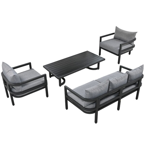 4-Piece Multi-person Outdoor Steel Sofa Set， Waterproof， Anti-rust， Anti-UV， Perfect for Gardens and Lawns， Ultimate Relaxation - Overstock - 37905058