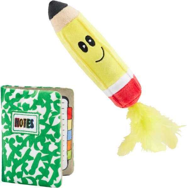 Frisco Back to School Notebook and Pencil Plush Cat Toy with Catnip