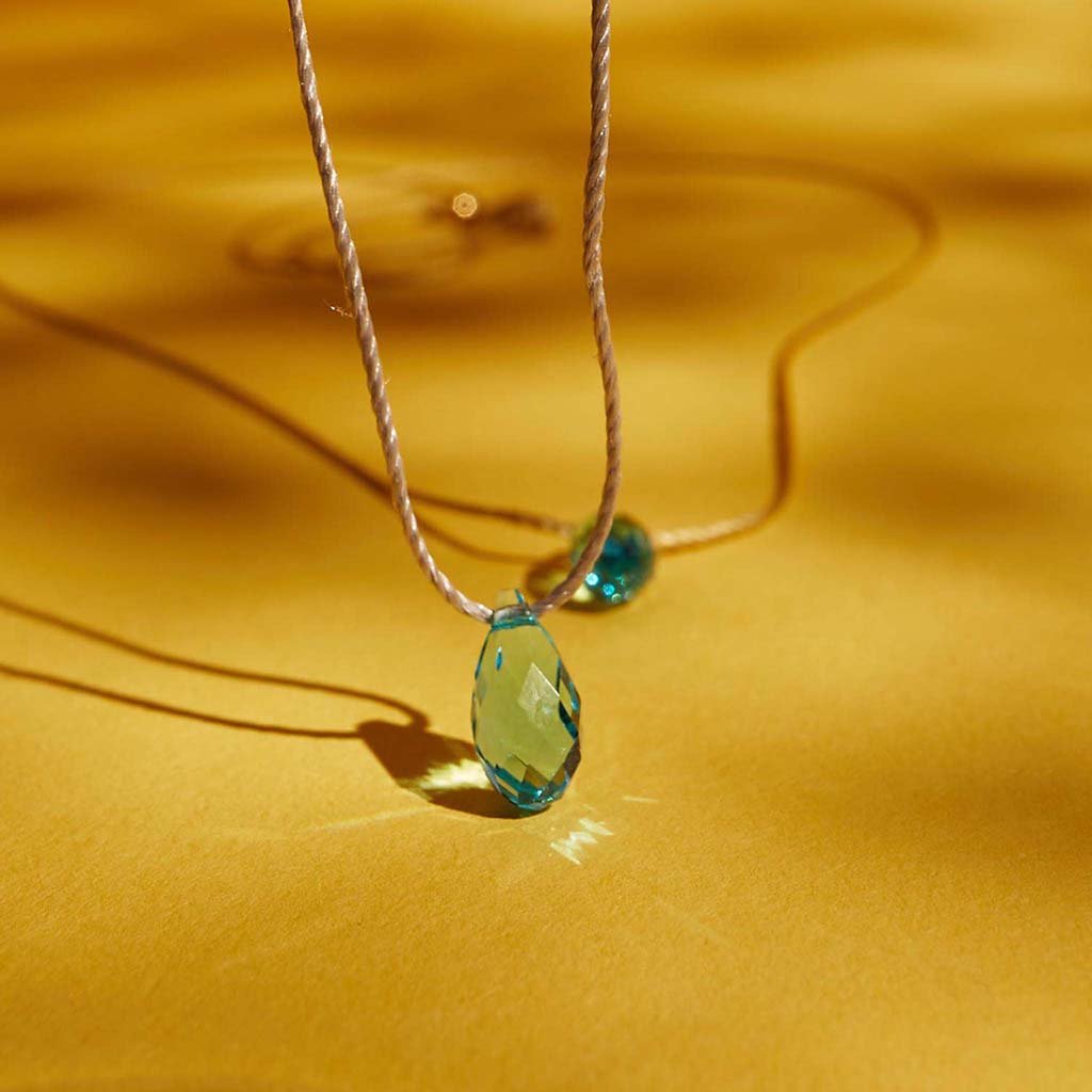 &Livy  Hyevibe Crystal Silk Slider Necklace in Green Luminous