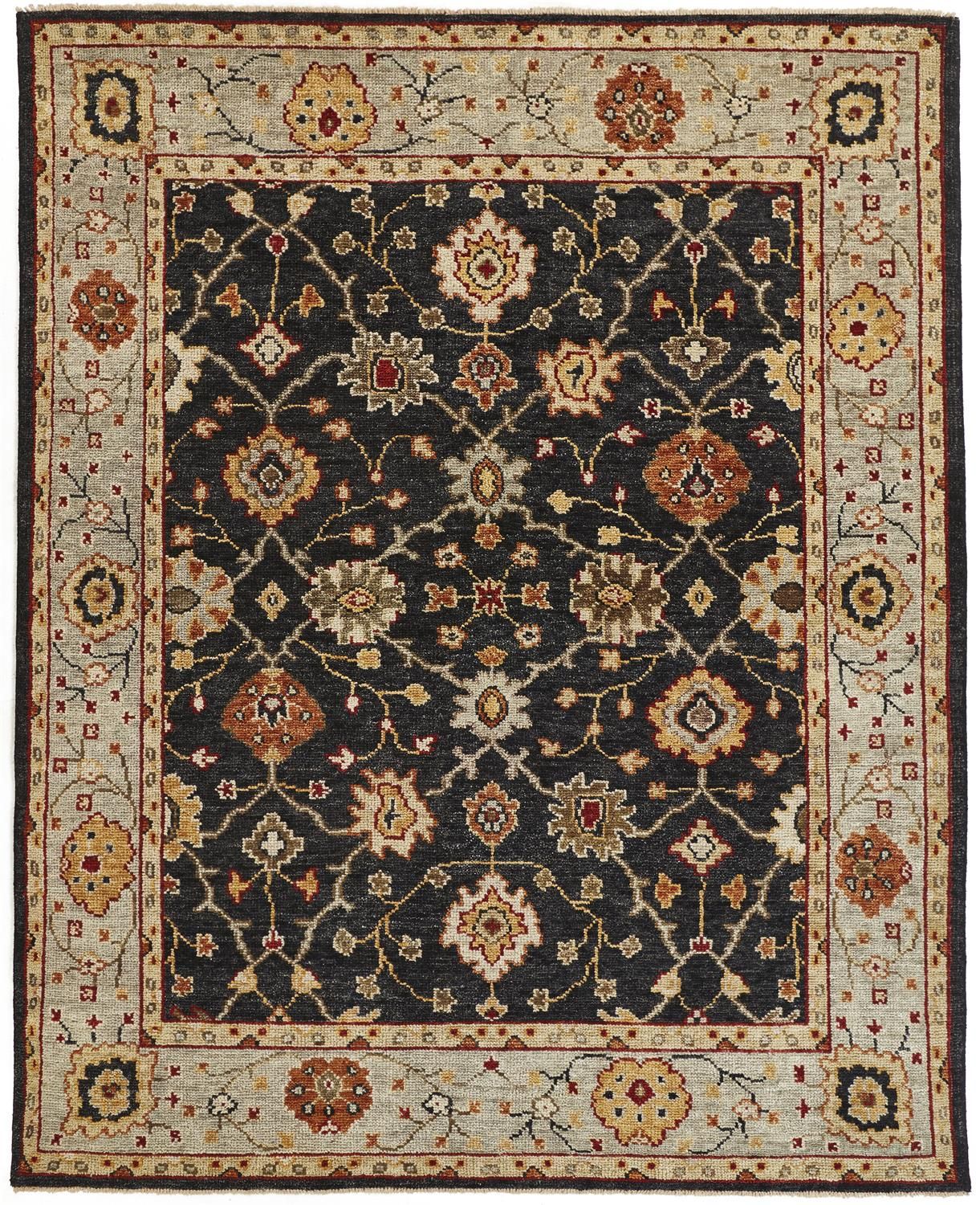 Irie Hand Knotted Black and Gold Rug by BD Fine