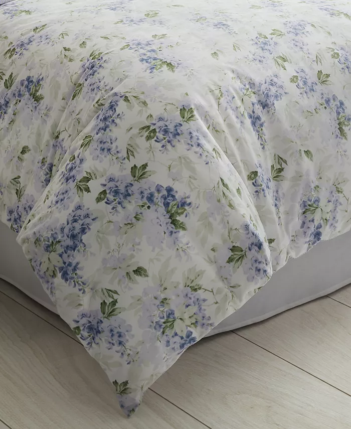 Laura Ashley Wisteria Faux Velour 2 Piece Duvet Cover Set， Twin