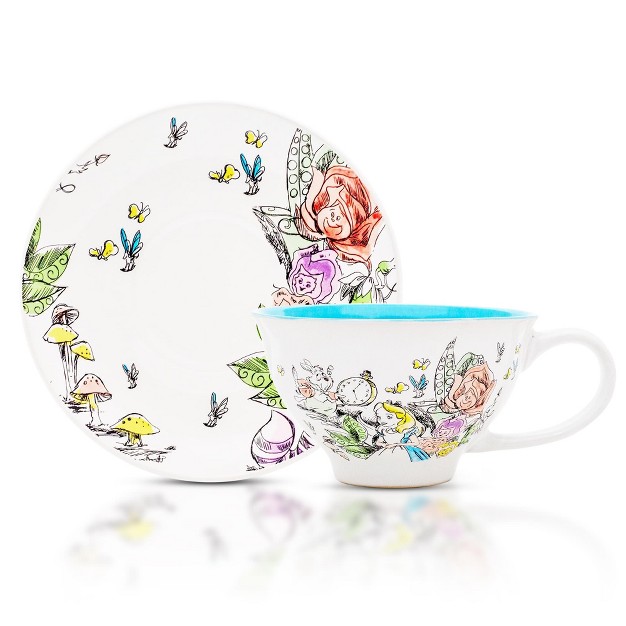 Silver Buffalo Disney Alice In Wonderland Ceramic Teacup And Saucer Set