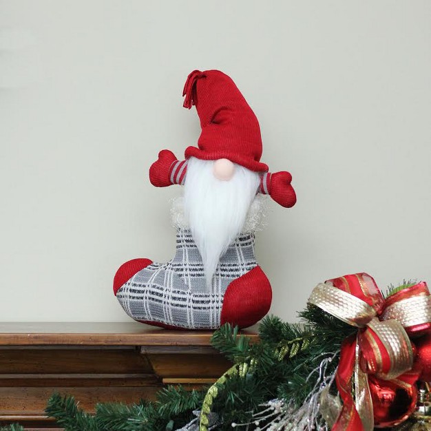 Red And Gray Tristan Gnome Christmas Stocking Tabletop Figurine