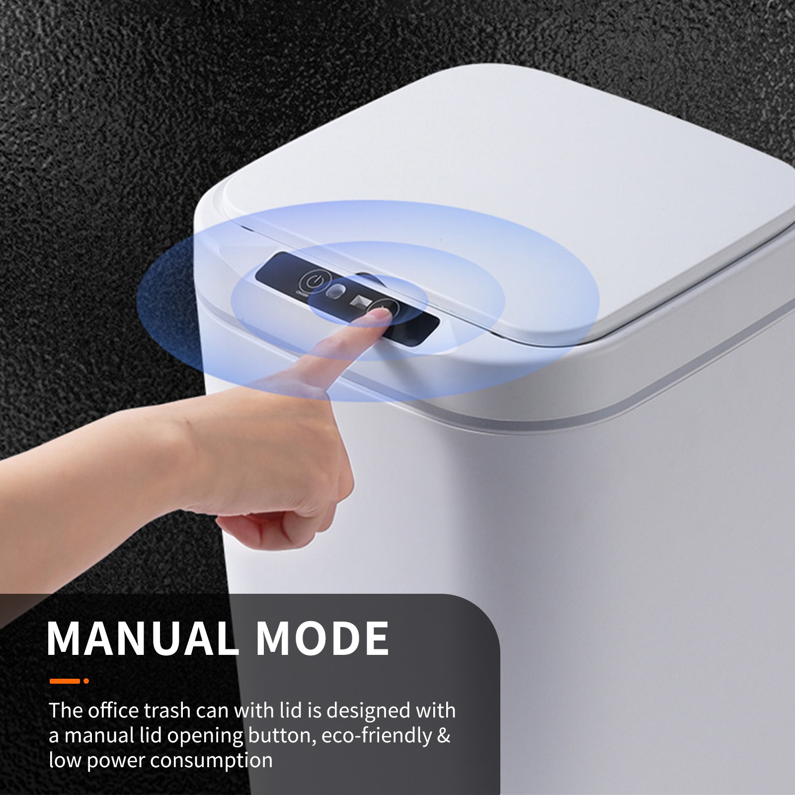 15L Touch-free Trash Cans Smart Knock Induction Trash Bin Automatic Garbage Can Infrared Motion Sensor with Lid for Car Kitchen Bathroom Office Bedroom