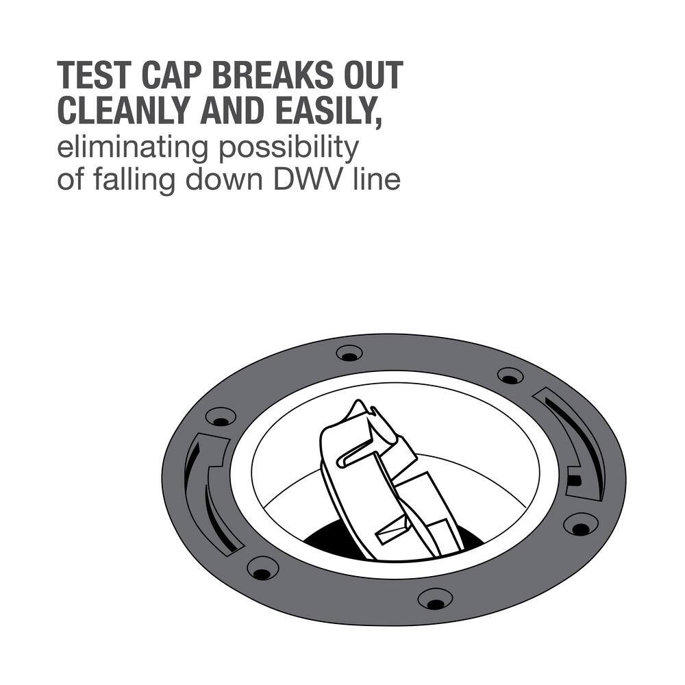 Oatey Fast Set 3 in. Outside Fit or 4 in. Inside Fit PVC Hub Toilet Flange with Test Cap and Stainless Steel Ring 435922