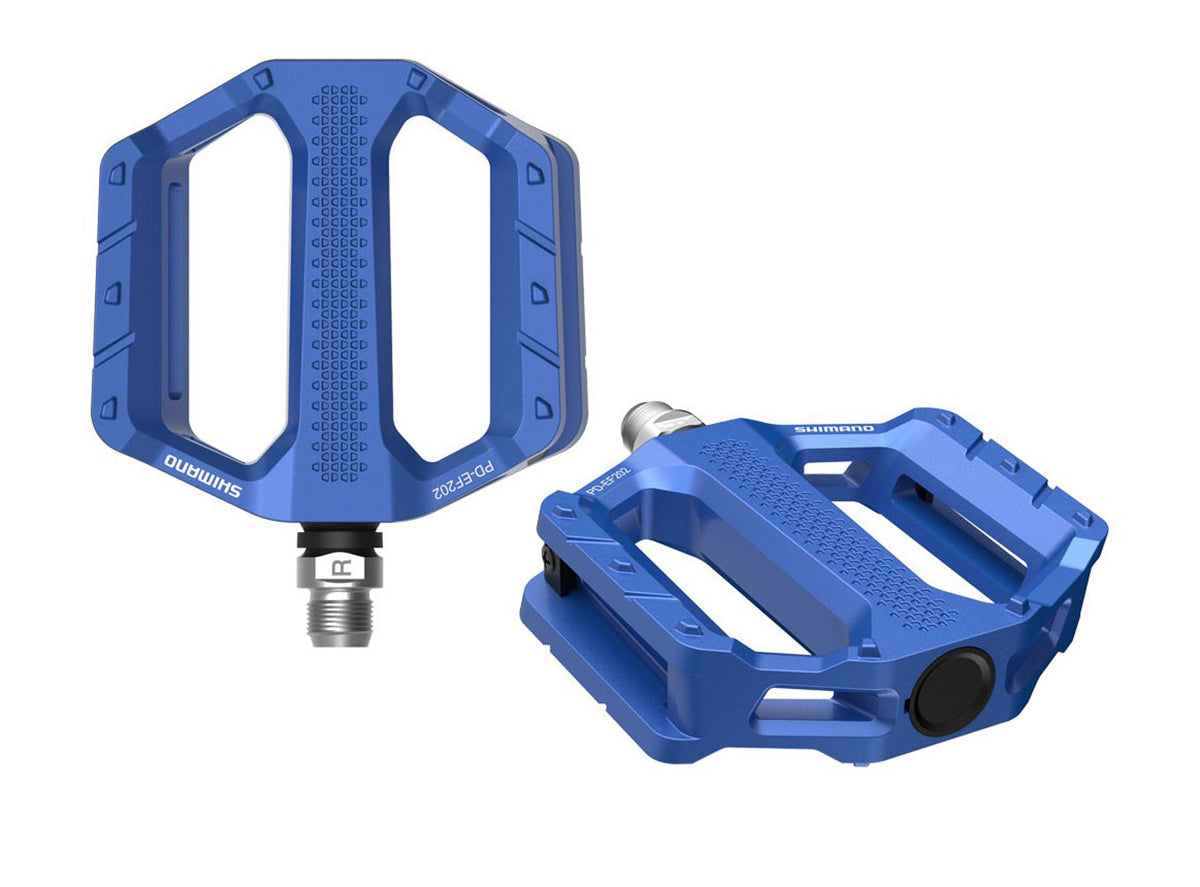 Shimano EF202 E-Bike Flat Pedals - Blue