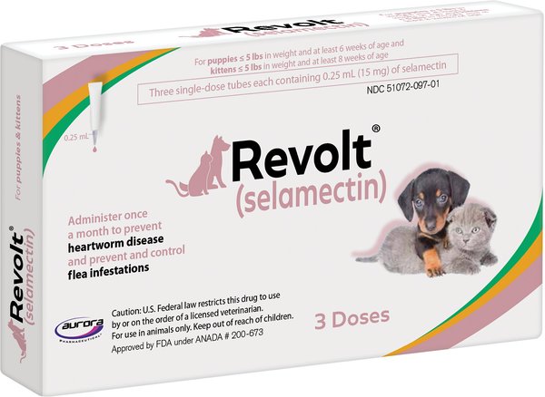 Revolt Topical Solution for Puppies and Kittens， 0-5 lbs， (Rose Box)