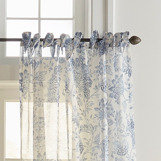 Westport Floral Tie top Cottagecore Sheer Single Window Curtain Panel Elrene Home Fashions