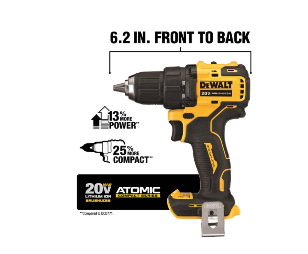 DEWALT DCD708C2 ATOMIC 20-Volt MAX Cordless Brushless Compact 1/2 in Drill/Driver