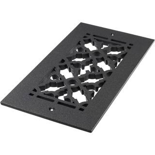 Reggio Registers Scroll Series 4 in. x 10 in. Cast Iron Grille Black with Mounting Holes 612-H