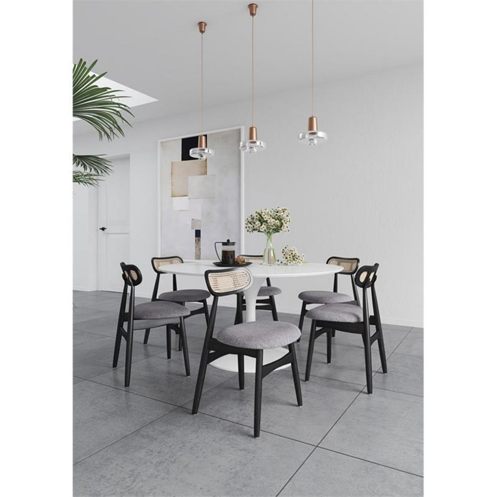 Manhattan Comfort Colbert 18.11 quotWood Dining Chair in Black/Gray (Set of 4)   Tropical   Dining Chairs   by Homesquare  Houzz