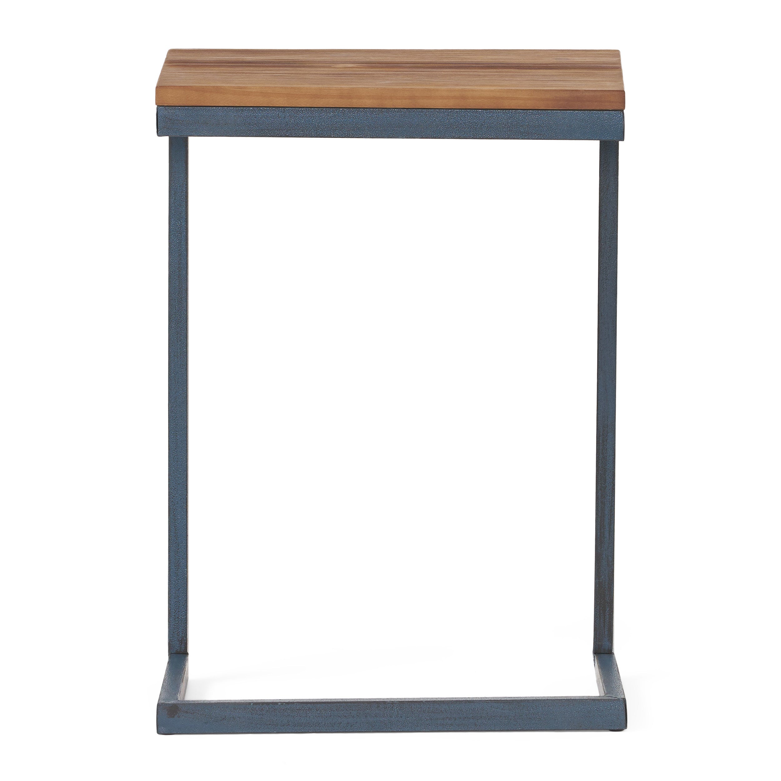 Ramona Modern Industrial Firwood C-Shaped Accent Side Table with Iron Frame