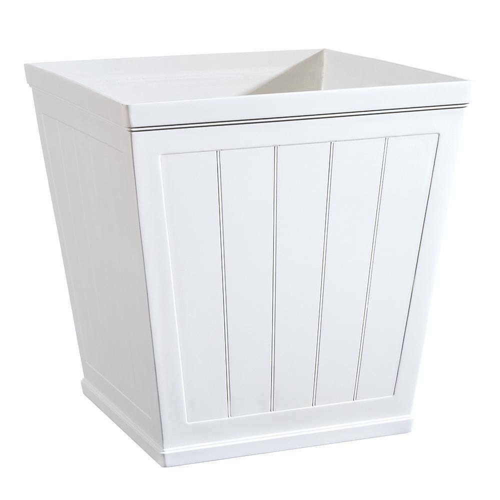 Hanover 20 in. White Resin Beadboard Square Planter HD1114-089