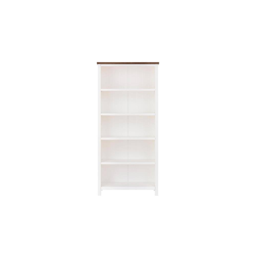 Home Decorators Collection 69 in. Appleton WhiteHaze Wood 5-shelf Standard Bookcase with Adjustable Shelves SK19346D-W