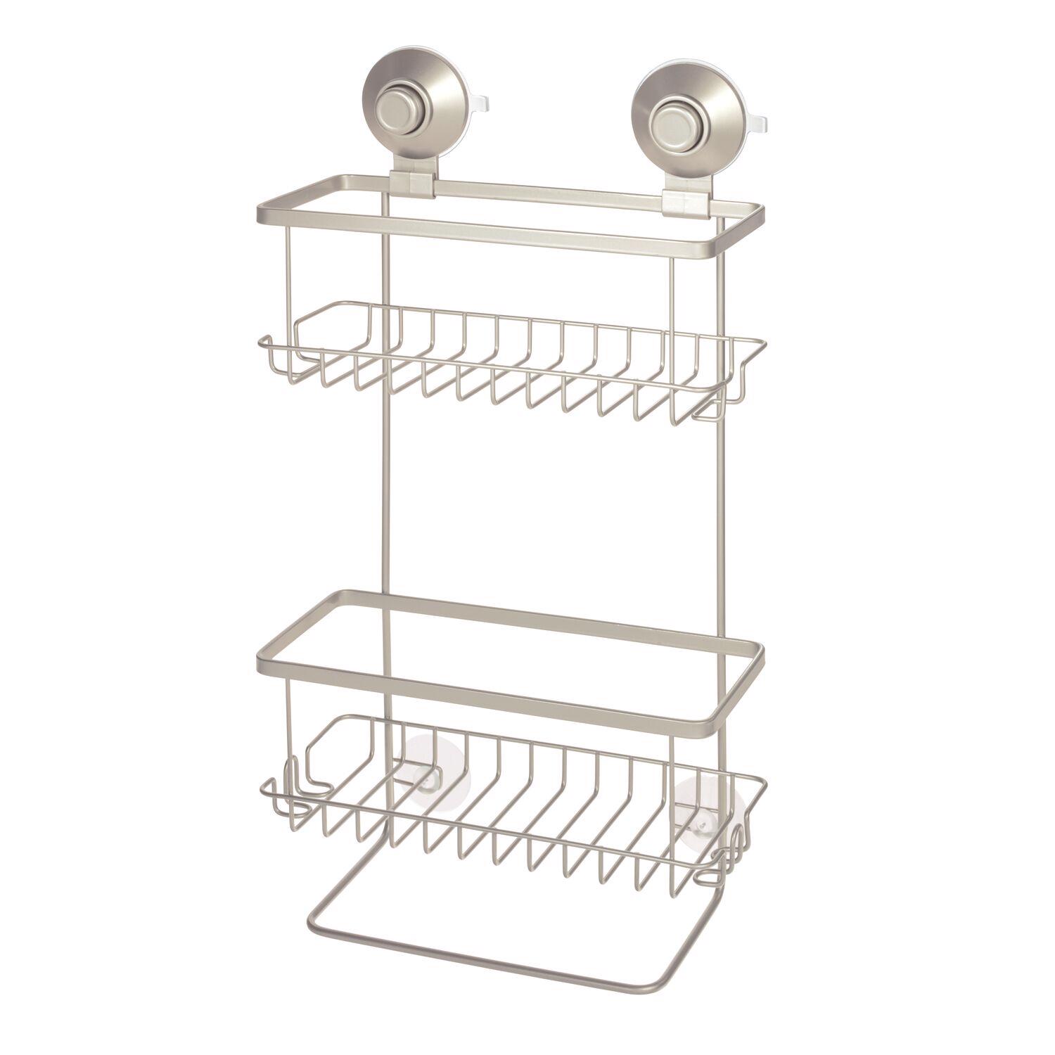 InterDesign Everett 9.1 in. H X 3.63 in. W X 4.53 in. L Satin Gray Suction Shower Caddy