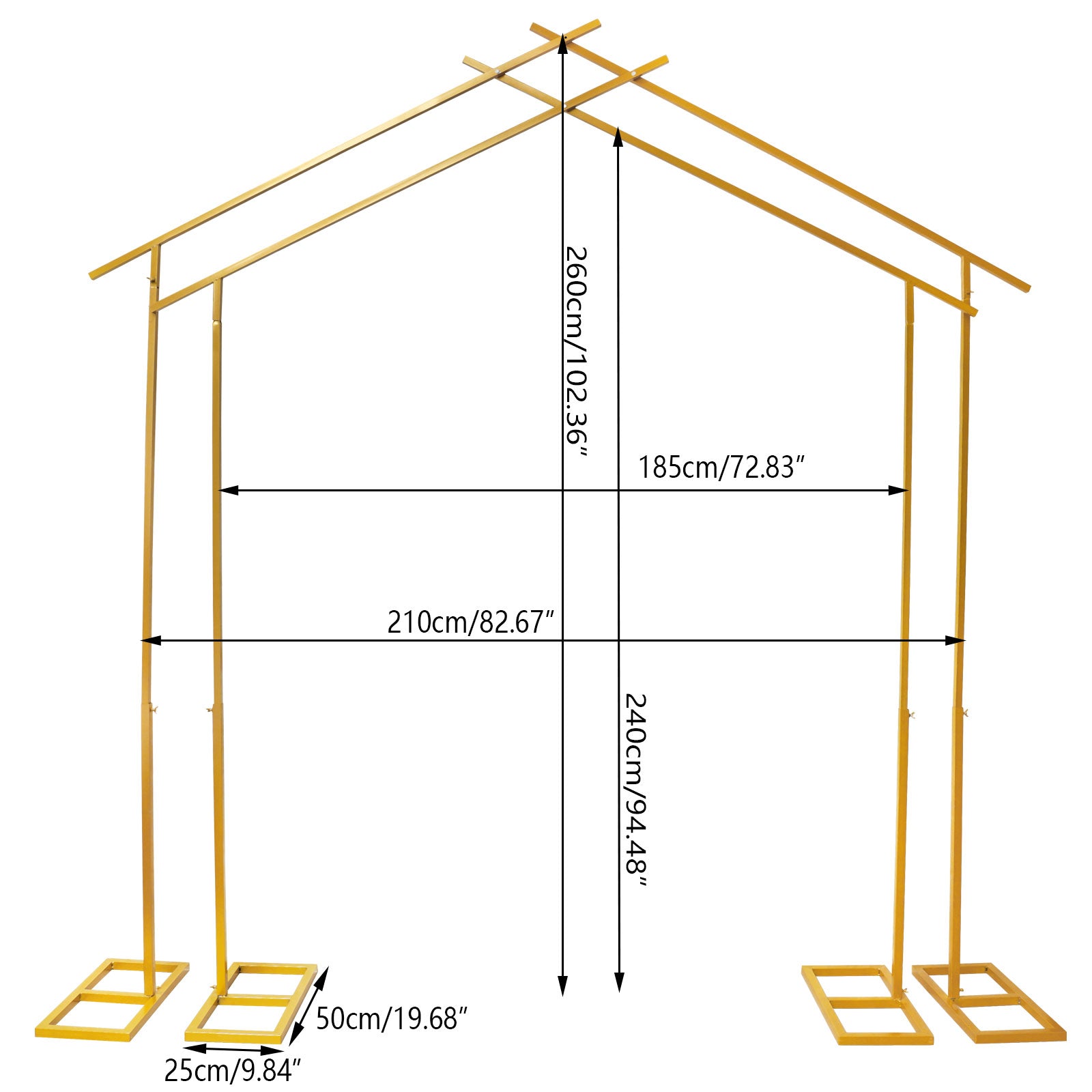 ANQIDI Wedding Arch Metal Garden Arbor Backdrop Stand Gold Double Arch Rack for Party Decor