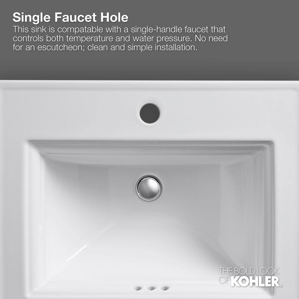 KOHLER Archer Drop-In Vitreous China Bathroom Sink in White with Overflow Drain K-2356-1-0