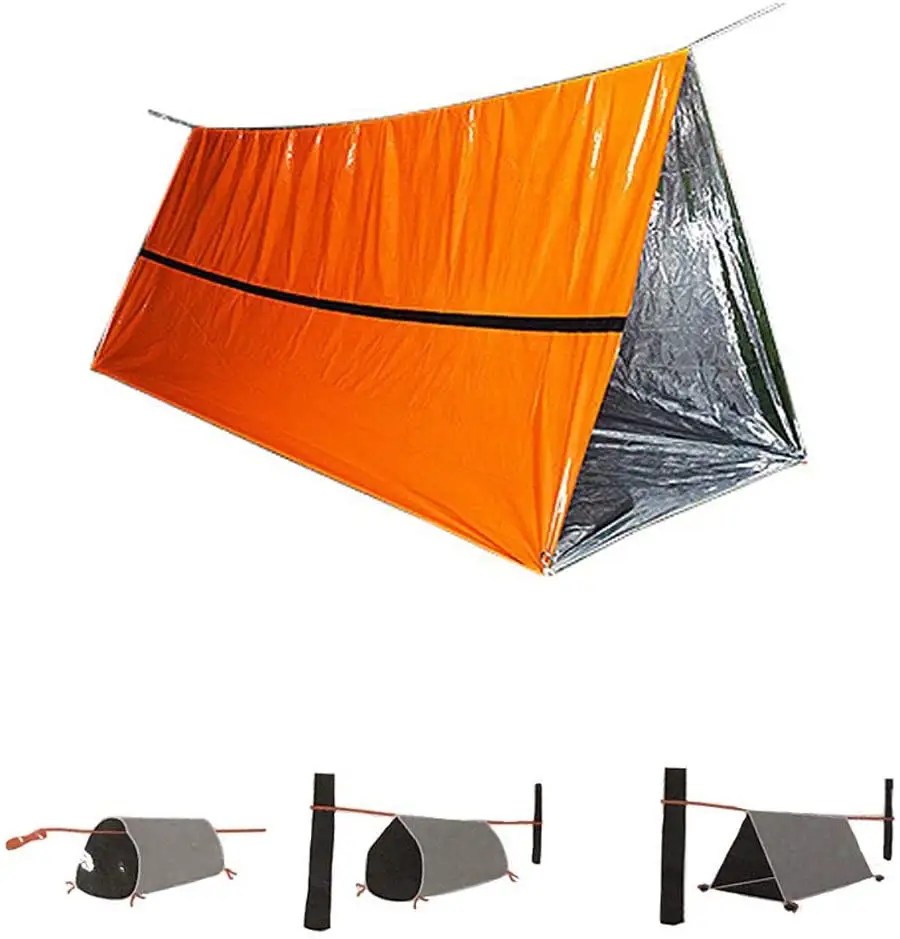 Hot Sell Cheap Portable Orange PE Sleeping Bag Waterproof Emergency Survival Blanket Camping Tent