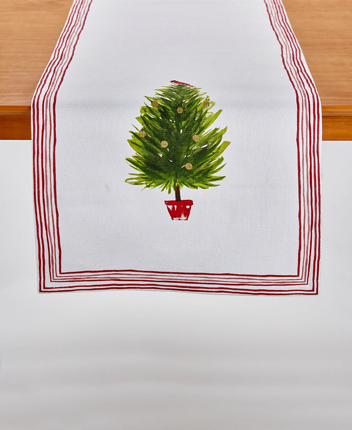 Tableau Holiday Tree Printed Table Runner 72 x 14