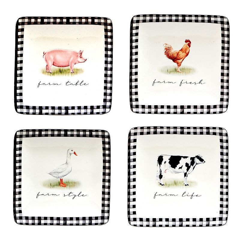 Certified International On The Farm 4-pc. Canape Plate Set