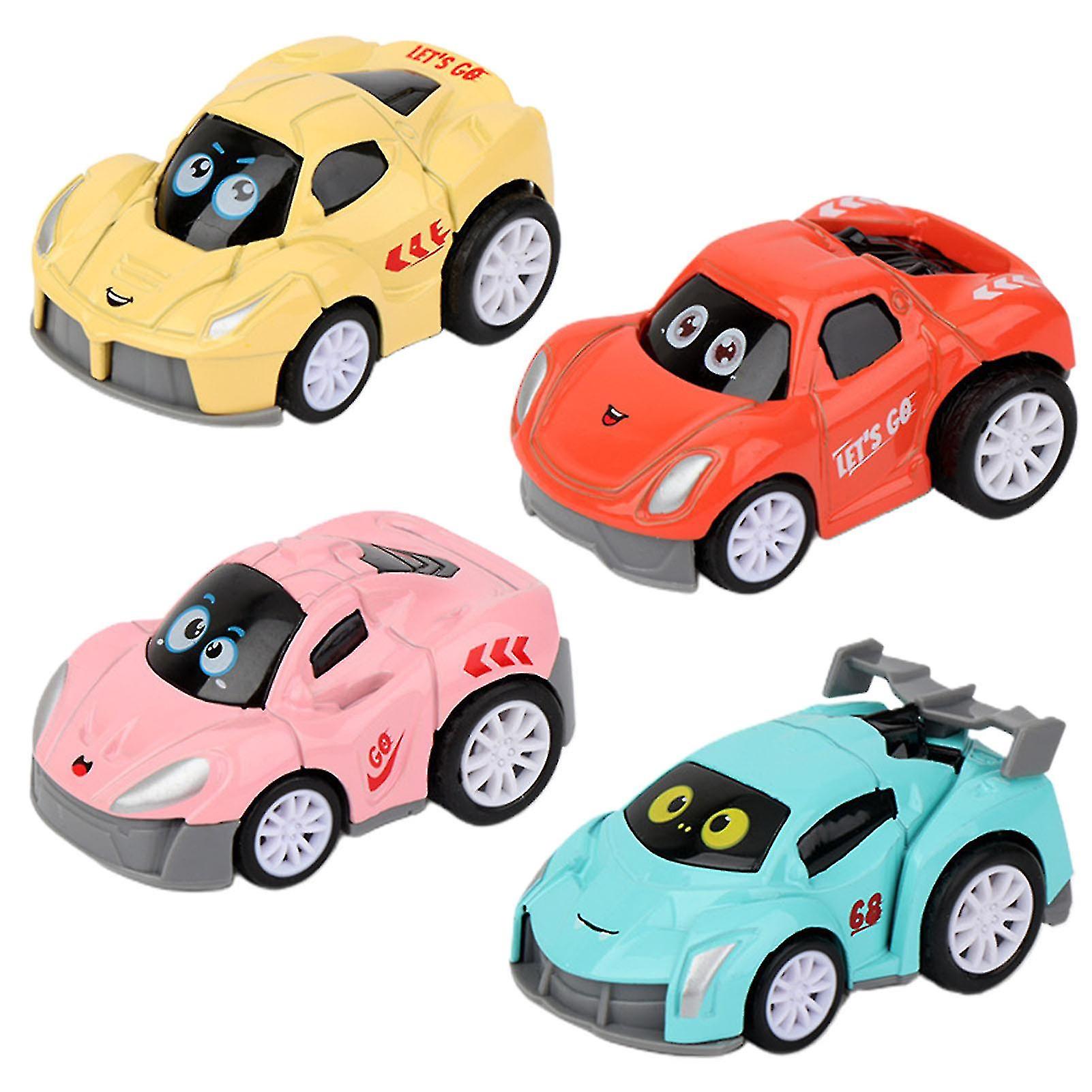 4pcs Pull Back Car Fall-resistant Children Toys Alloy Mini Cartoon Vehicle Kids Gift For Interactive Play