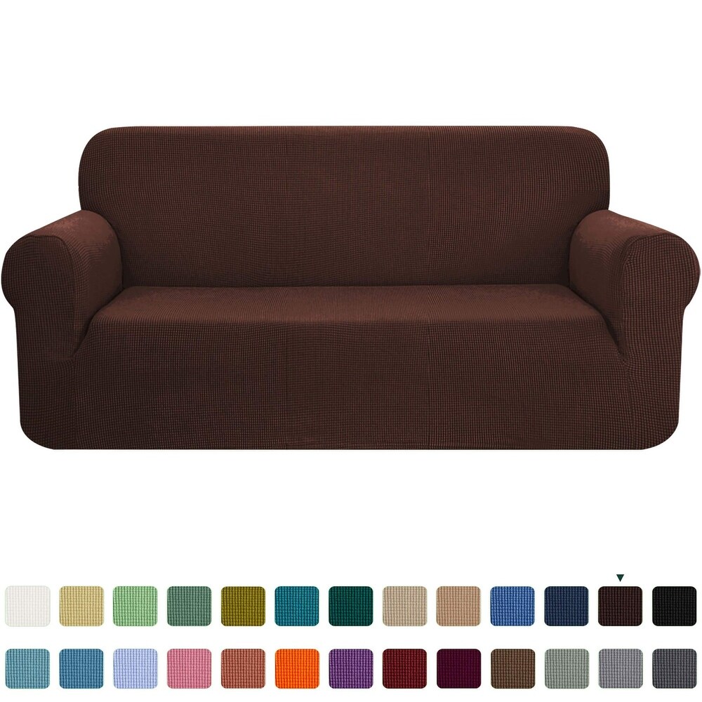 CHUN YI 1 Piece Stretch Loveseat Slipcover Checks Couch Cover