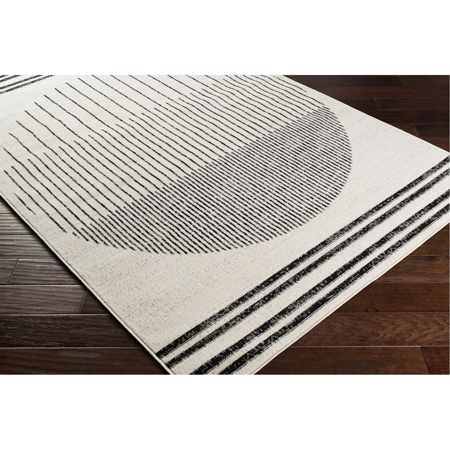 Pisa Rug in Black, Ivory, Medium Gray, Light Gray