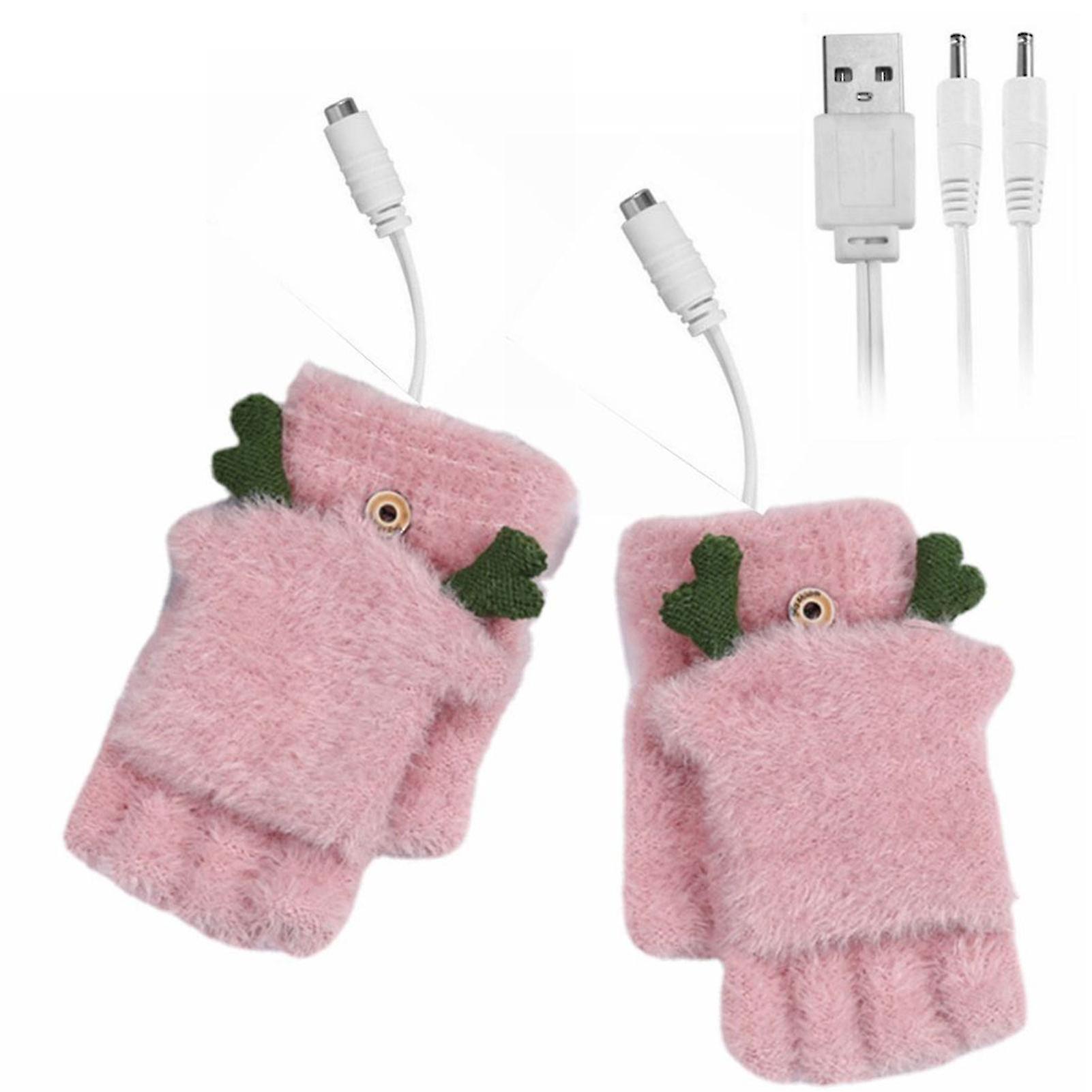 Women Usb Antler Gloves Washable Easy Usb Charging Gloves For Students Doing Homework