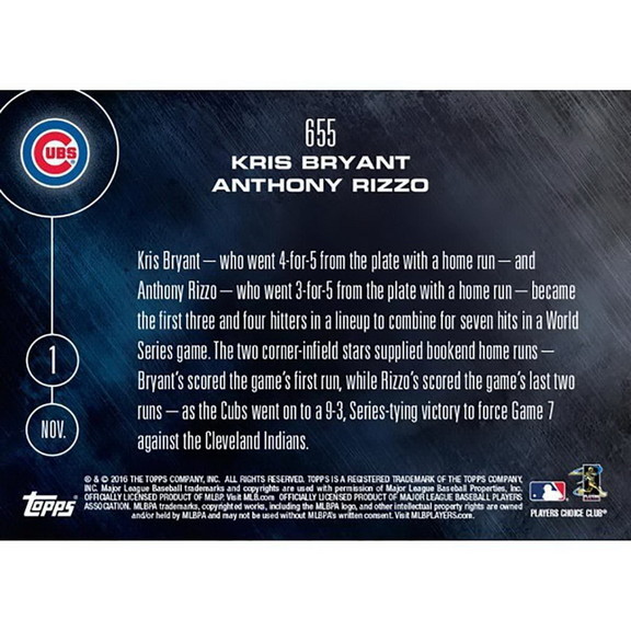 Topps TPS 02377 C MLB Chicago Cubs Kris Bryant/ An...