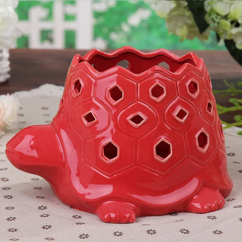 Furniture supplies the tortoise hollow out flowerpot decorative ceramic flower pot