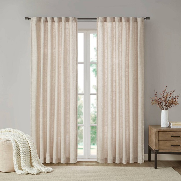 Bayer Faux Linen Panel With Fleece Lining Natural