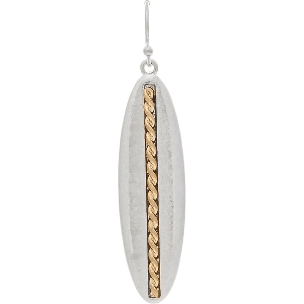 Rain  Two Tone Gold Wire Bar Oval Earrings