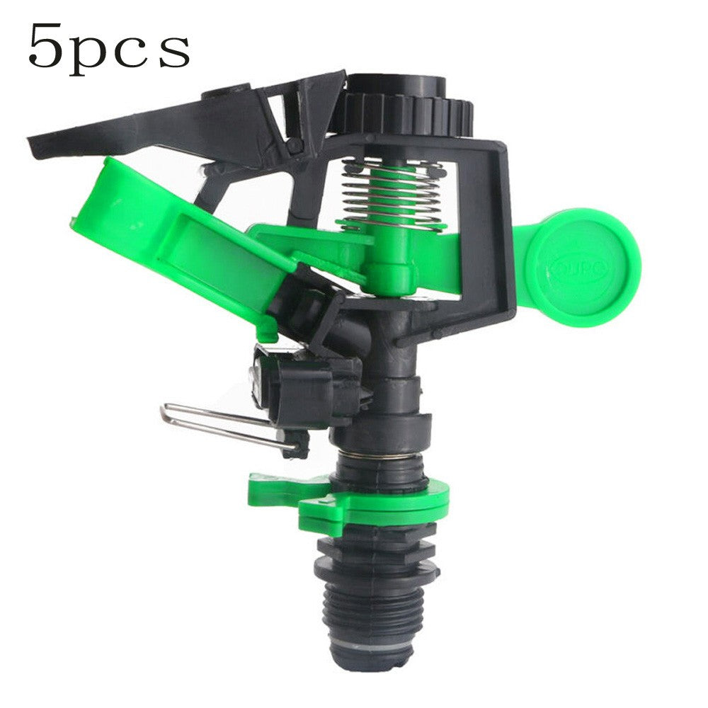 Sufanic Plastic Sprinkler Head，5Pcs ABS Impact Sprinkler Head Adjustable 0-360 Degree 34Ft-60Ft Spray Distance，Black