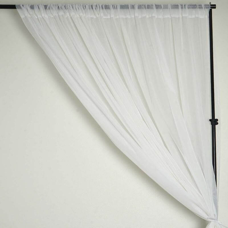 2 Pack White Chiffon Backdrop Drape Curtains, Inherently Flame Resistant Sheer Premium Organza Event Divider Panels With Rod Pockets - 10ftx10ft