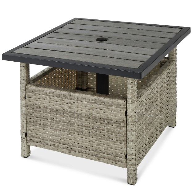 Best Choice Products Wicker Rattan Patio Side Table Outdoor Furniture For Garden Pool Deck W Umbrella Hole