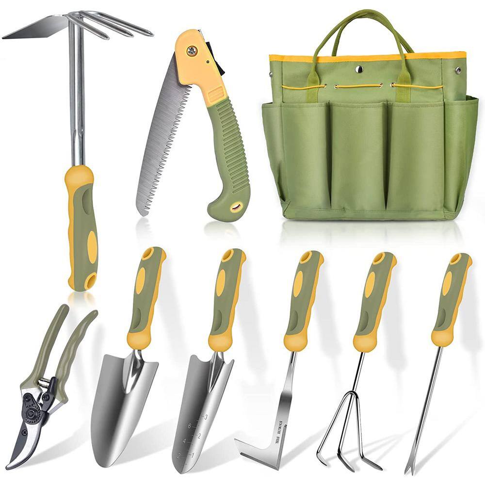9-Piece Stainless Steel Heavy-Duty Gardening Tools with Non-Slip Ergonomic Handles Garden Tools Set B09NRKJYR8