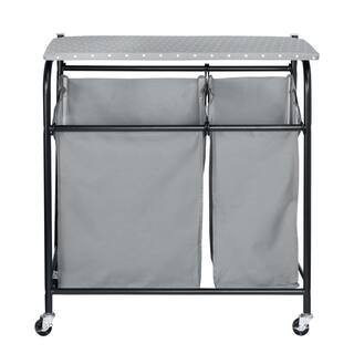 Honey-Can-Do Gray Steel Uneven Clothes Sorter with Ironing Board SRT-09451