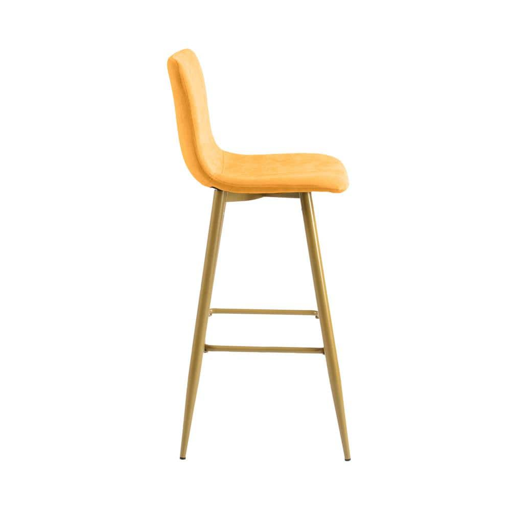 Homy Casa Scargill 30 in. Yellow Upholstered Metal Frame Bar Stool with Fabric Seat (Set of 2) SCARGILL BAR YELLOW