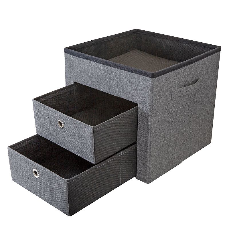 Simplify Two Drawer Collapsible Storage Ottoman