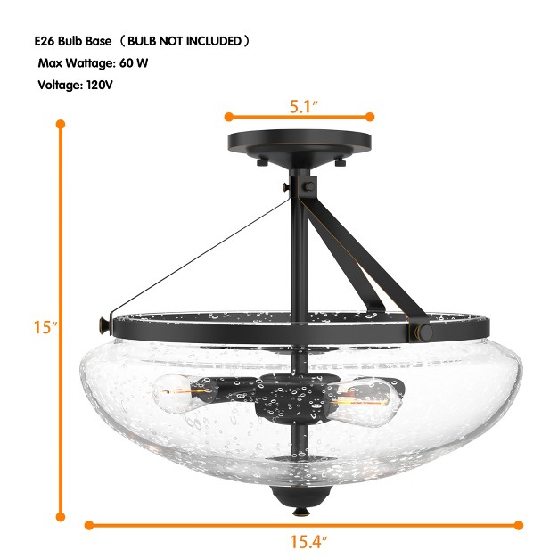 Tangkula Industrial Ceiling Light Fixture 3 light Semi Flush Mount Ceiling Lamp With Glass Shade Ceiling Chandelier Light