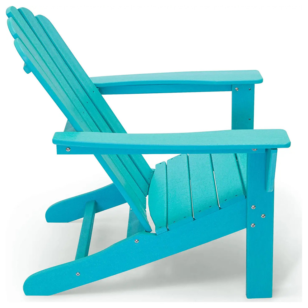 Set of 2 Adirondack Chair  HDPE Frame With Slatted Seat  ampWide Arms   Contemporary   Adirondack Chairs   by Decor Love  Houzz