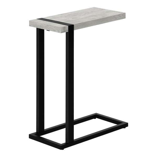 Modern C- Shaped Accent Table Reclaimed Wood-Look / Black Metal - 19.25