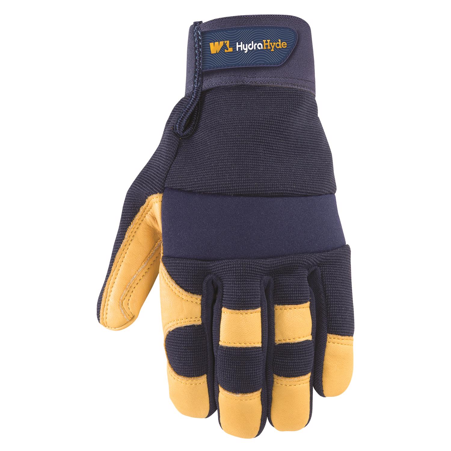 Wells Lamont HydraHyde Men\u0027s Water Resistant Work Gloves Blue/Yellow L 1 pair