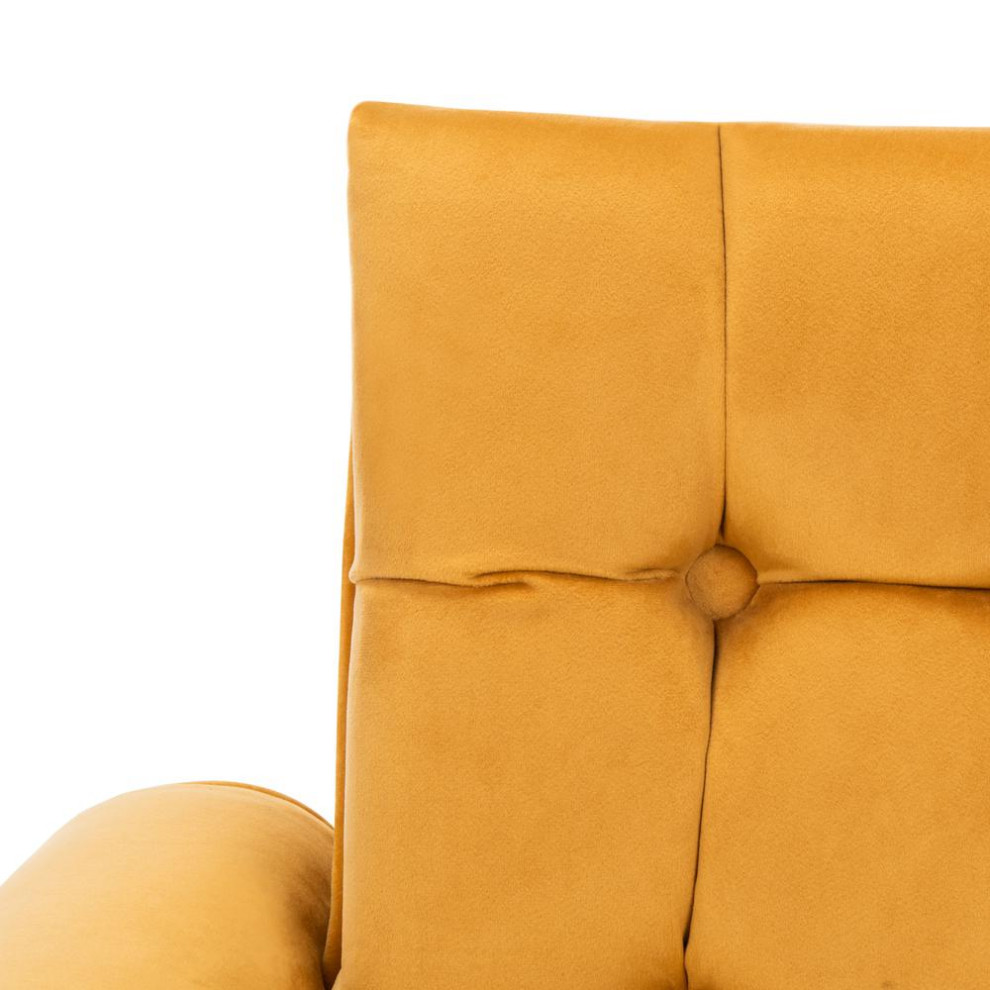 Amaris Tufted Accent Chair  Marigold/Black/Brass   Midcentury   Armchairs And Accent Chairs   by BisonOffice  Houzz