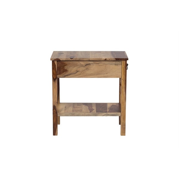 Wanderloot Solid Sheesham Wood Chairside End Table with Drawer